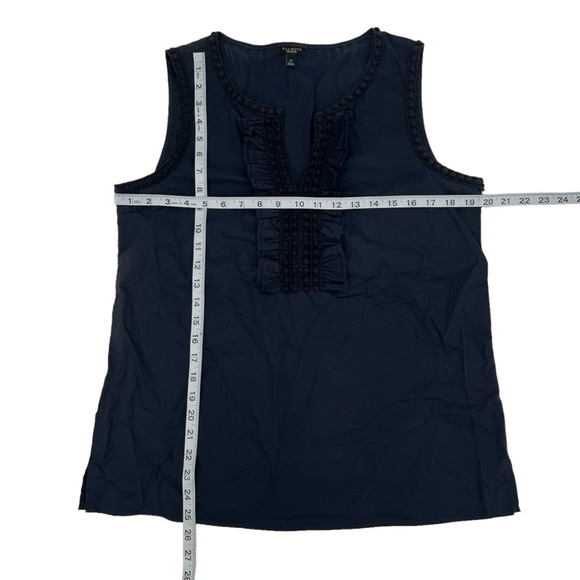 Talbots Blue Ruffled V Neck Sleeveless Blouse Size Medium Women’s - Picture 4 of 5
